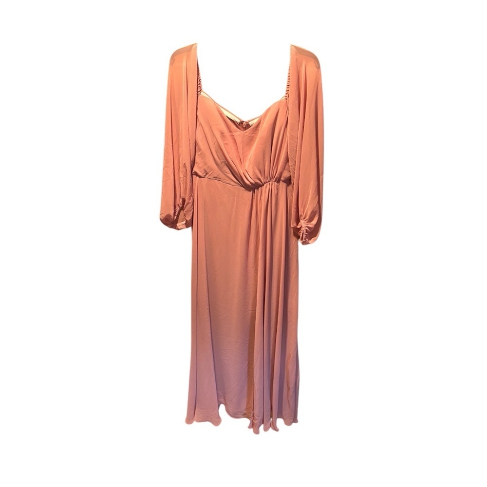 Dessy Collection Convertible Neck Long Sleeve Chiffon Gown In Desert Rose Size 8